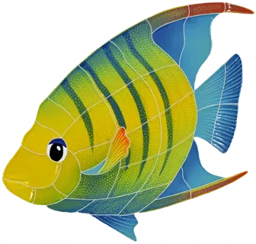 Artistry In Mosaics Banded Angelfish Left Porcelain Pool Design 12" x 13"